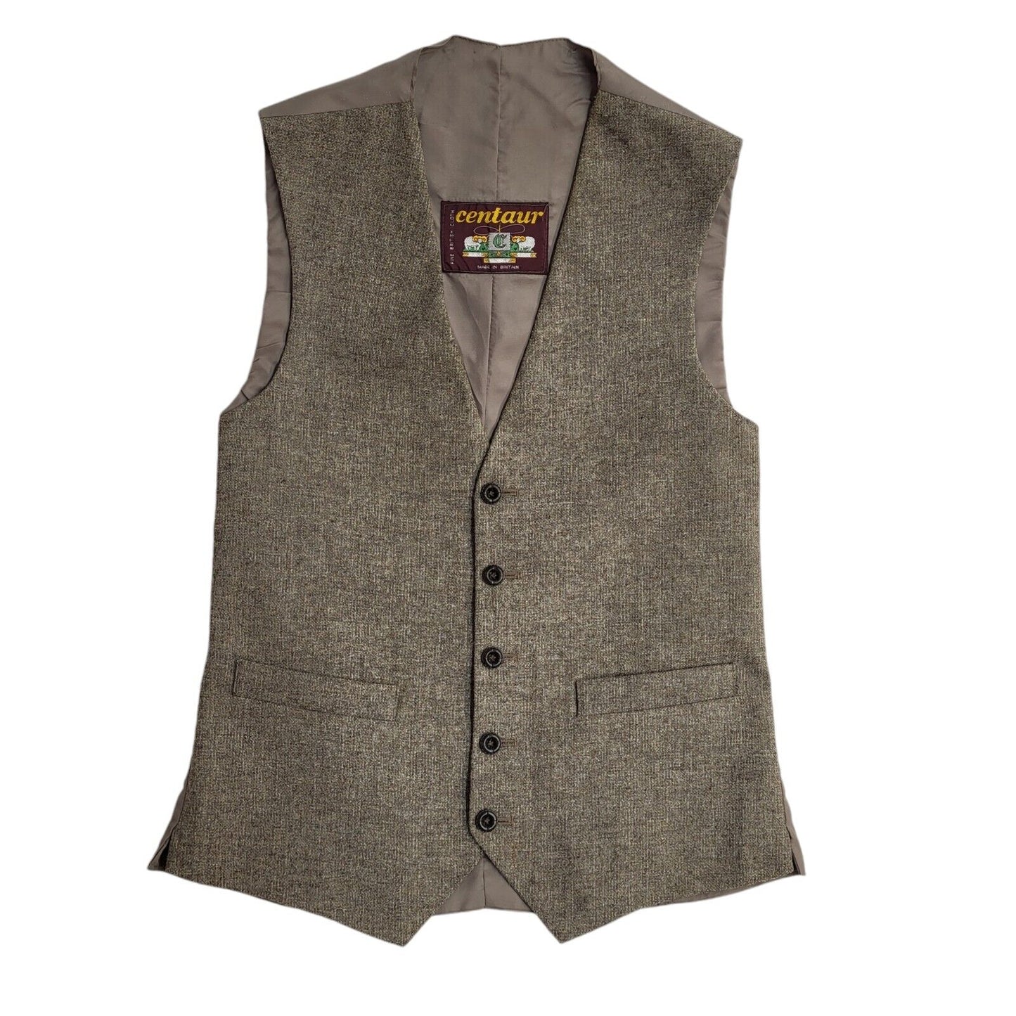 Centaur Vintage 80's Beige Button Up Waistcoat Women's UK Size M