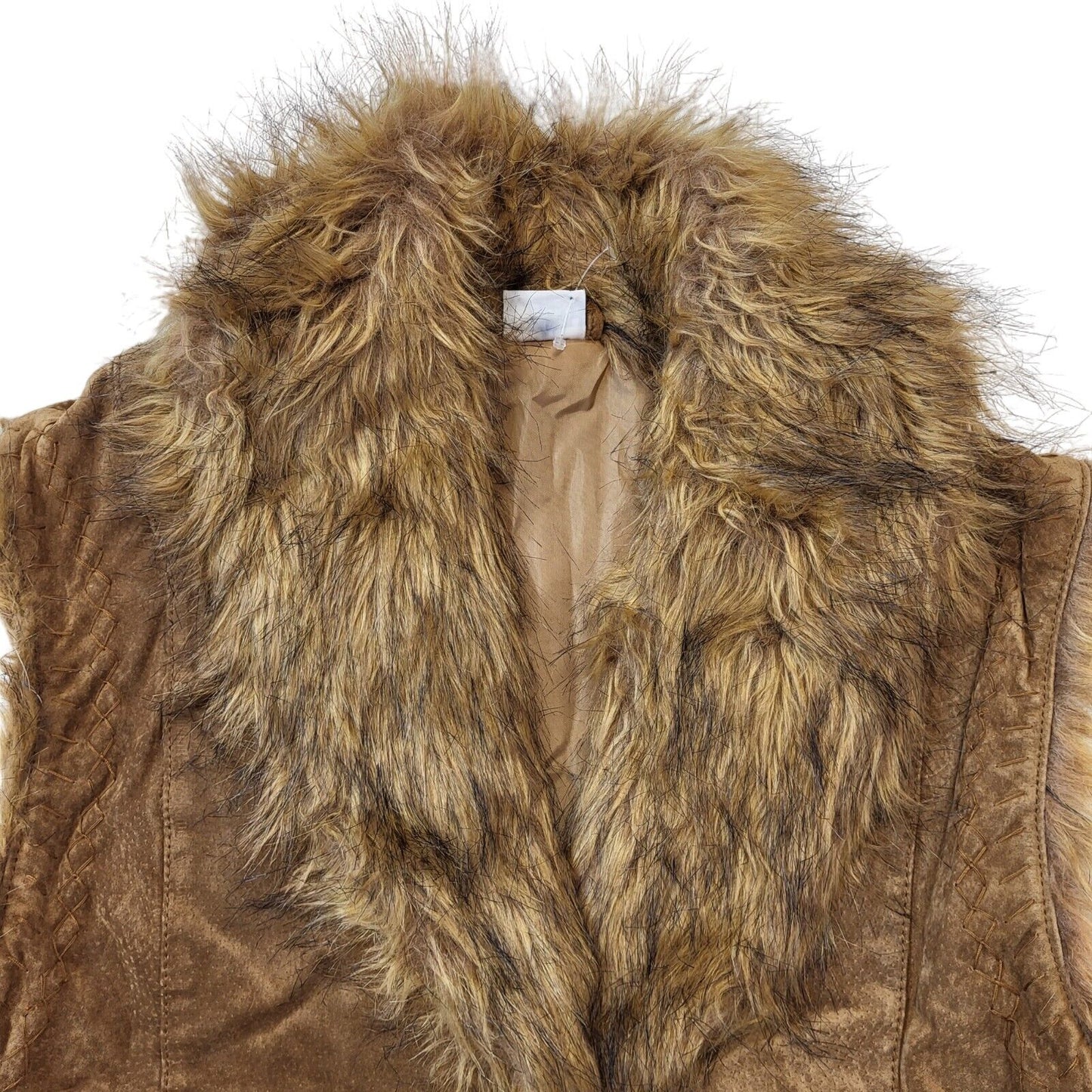Together 90s Vintage Brown One Button Suede Gilet Women's Size 12 Eu 40