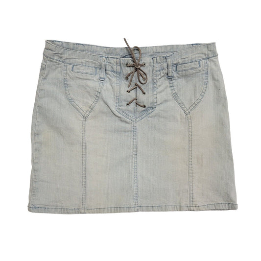 Pilot Y2k Light Blue Lace-Up Short Denim Skirt Uk Women's Size 10