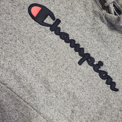 Champion Y2K Grey Short Sweatshirt Pullover Hoodie Uk Men' Size Large