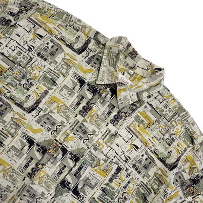 Shirts St P 90s Green Abstract Short Sleeve Retro Shirt Uk Men's Size Medium