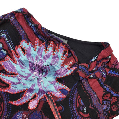 Desigual Y2K Black & Purple Floral Round Neck T-Shirt Women's M