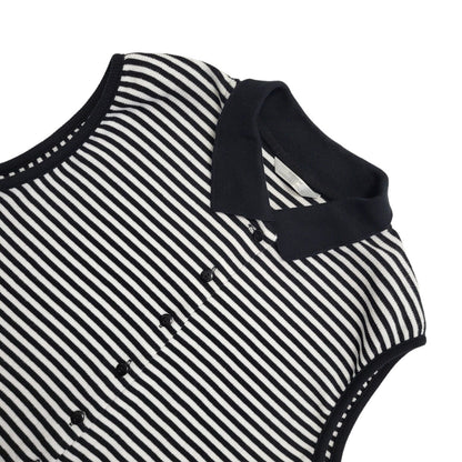 M&S Vintage 90's Sleeveless Button Up Blue & White Stripe Womens Top Size 16