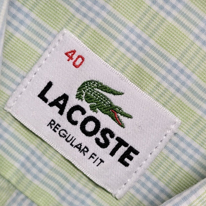 Lacoste Vintage 90's Green Blue Check Short Sleeve Shirt Men's UK L