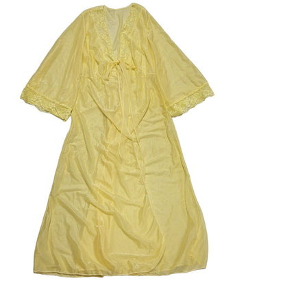 Vintage 60s Yellow 3/4 Sleeve Night Dress Women's Size 16/18