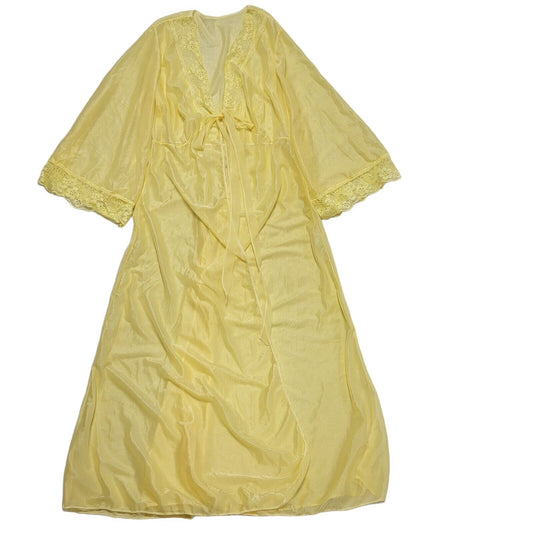 Vintage 60s Yellow 3/4 Sleeve Night Dress Women's Size 16/18