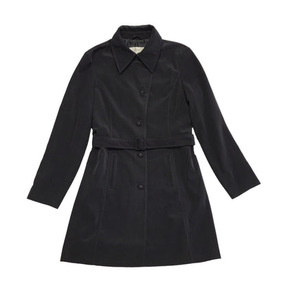 Next Black Vintage 90s k Button & Belt Rain Coat Uk Women's Size 12