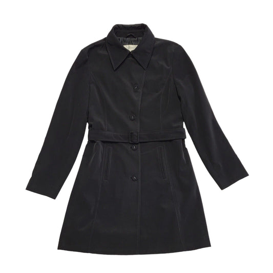 Next Black Vintage 90s k Button & Belt Rain Coat Uk Women's Size 12