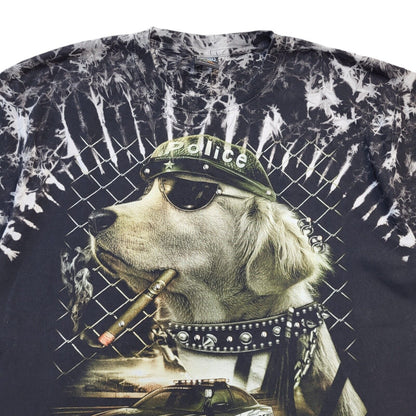 Survivers 90s Vintage Police Dog Black Crew Neck T-Shirt Men's XXL