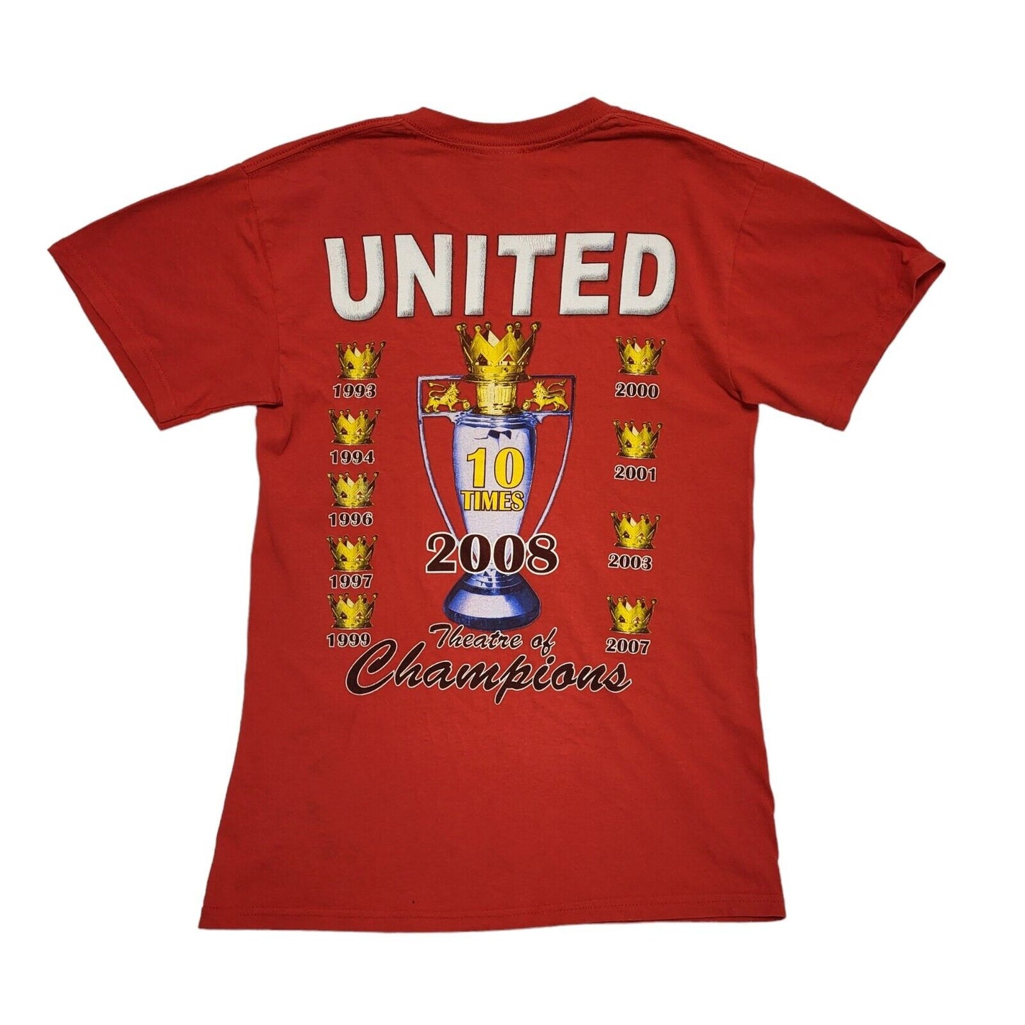 Vintage Y2K Manchester United Champions 2008 Red  T-Shirt Mens Size S