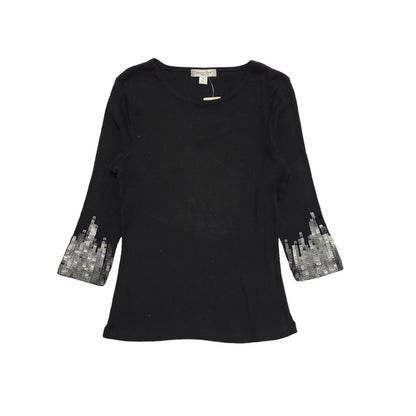 Coldwater Creek 90s Black Long Sleeve Sequin Top Uk Women's Size M BNWT