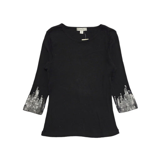 Coldwater Creek 90s Black Long Sleeve Sequin Top Uk Women's Size M BNWT