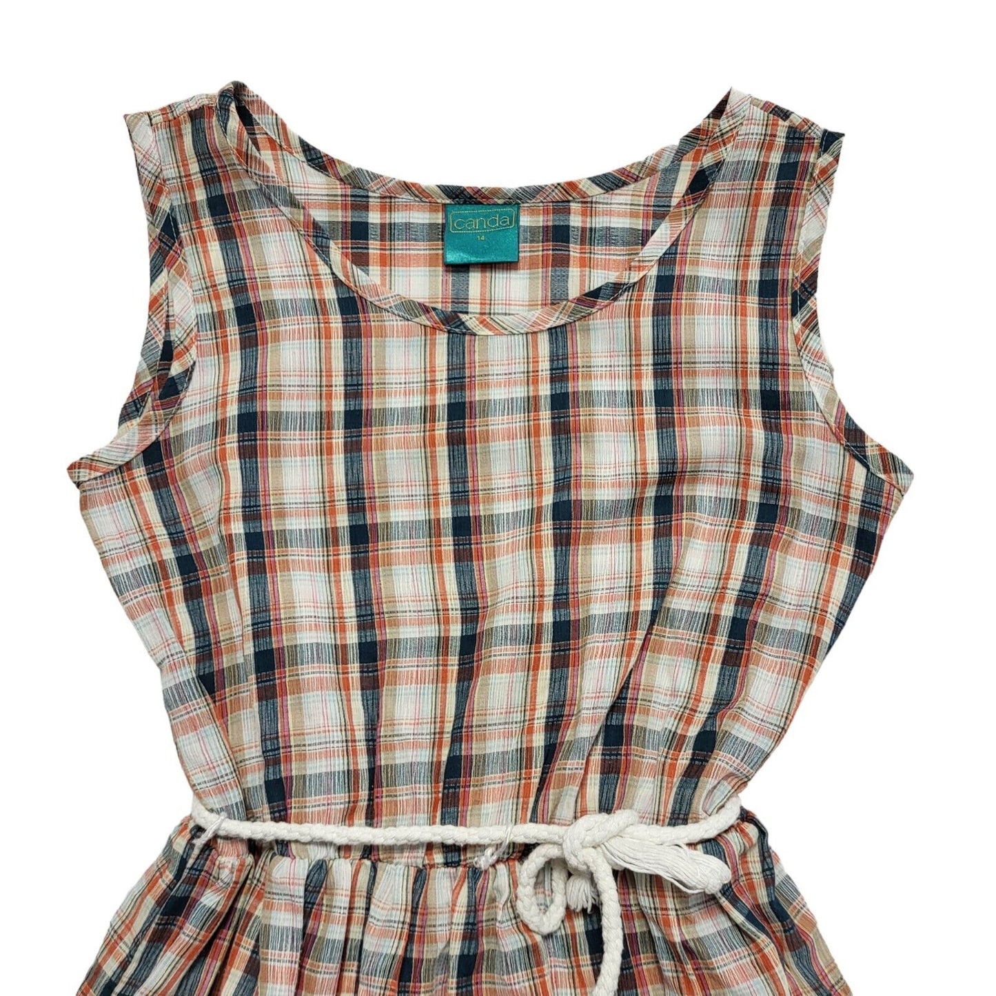 Canda Vintage 90s Pink Check Fit & Flare Dress Uk Women's Size 14 W32