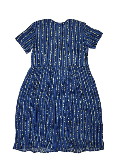 90s Vintage Blue & Yellow Buttoned Daywear Dress Women's Size 18