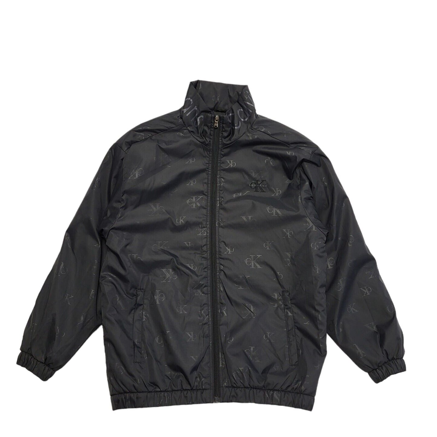 Calvin Klein Black Y2k Zipped Bomber Jacket Uk Men's Size XL