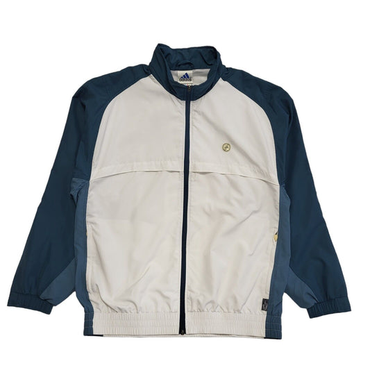 Adidas Clima Shell Vintage 90s White Blue Sports Track Jacket Uk Men's Size L