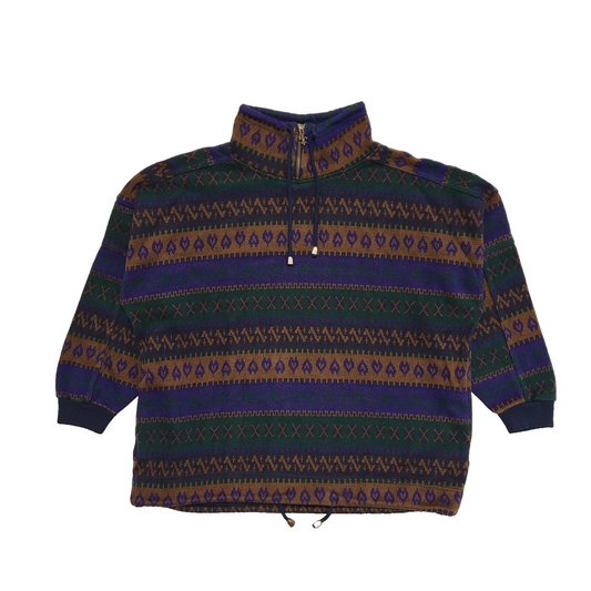 Energie Vintage 90's Brown & Purple Retro Zip Jumper Womens UK Size L