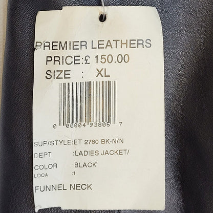 Genuine Leather Vintage 90s Black Button Leather Coat Women's Size 16 BNWT