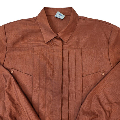Yessica C&A 80s Vintage Brown Long Sleeve Blouse Women's Size 18 Eu 46