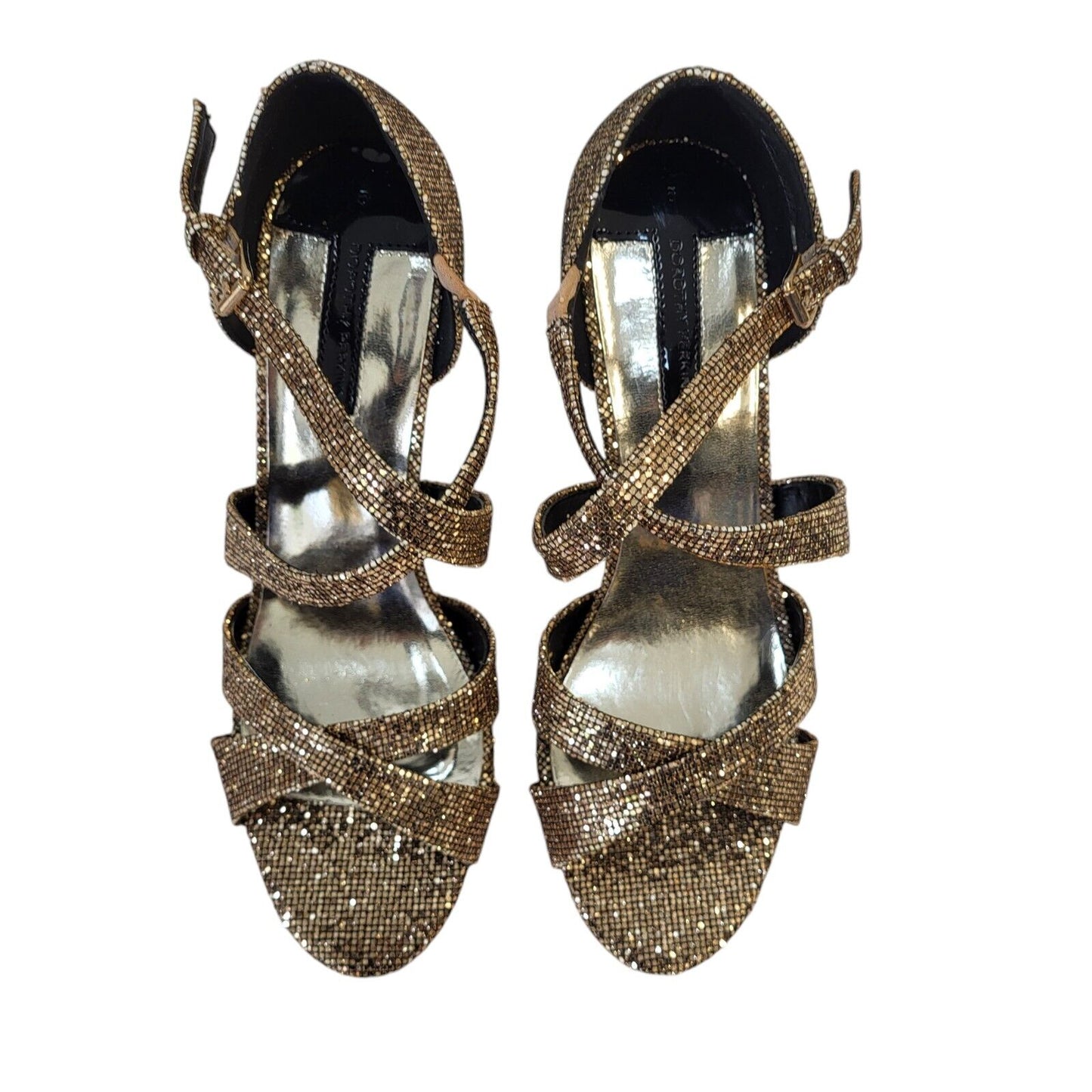 Dorothy Perkins Becca Gold Buckle Heel Shoes Uk Women's Size 6