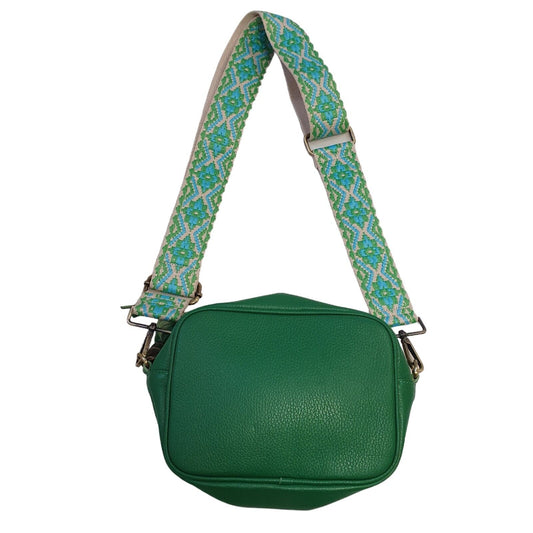 Borse In Pelle Green Leather Cross Body Shoulder Bag 9" x 6"