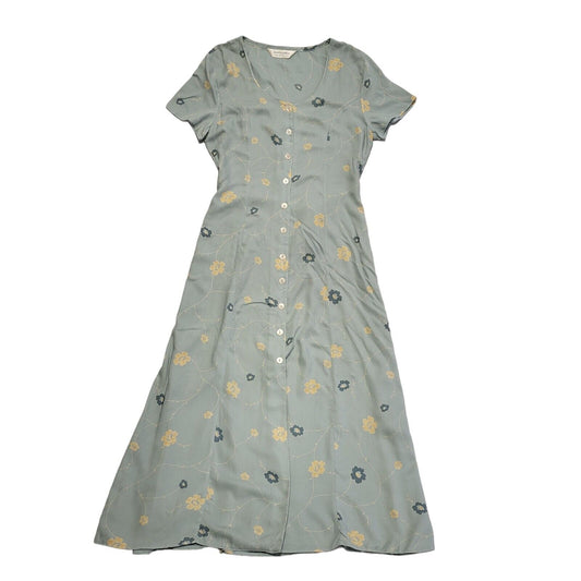 Dorothy Perkins Vintage 90's Blue Floral A-Line Button Dress Women's UK Size 14
