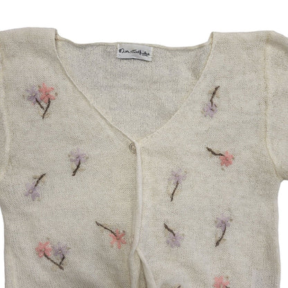 Miss Selfidge Vintage 90's Cream  Button Tie Front Floral Cardigan Womens UK M/L