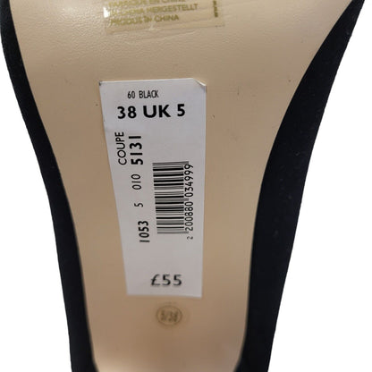 Faith Vintage Black Slip-On Heels Shoes Uk Women's Size 5