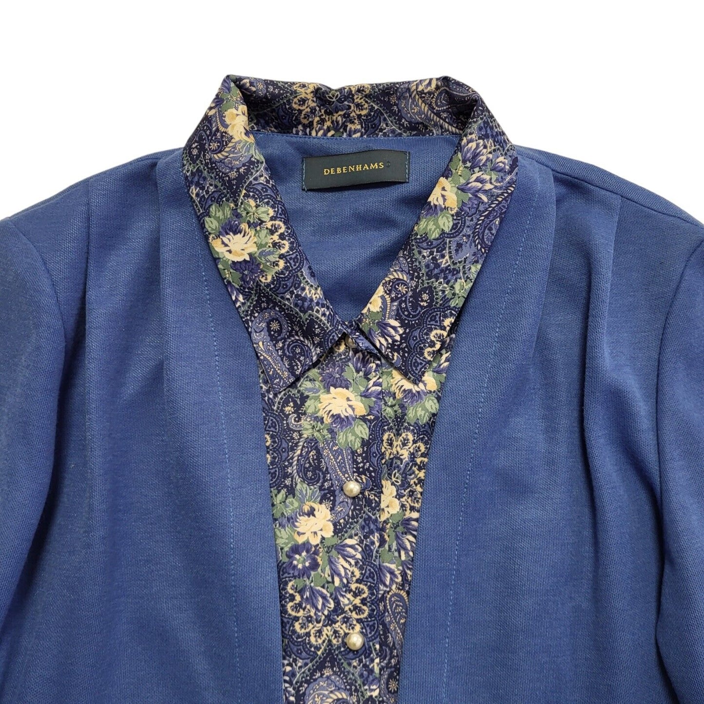 Debenhams Vintage 90's Blue 2 In 1 Top Shirt & Cardigan Womens UK Size 12