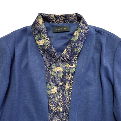 Debenhams Vintage 90's Blue 2 In 1 Top Shirt & Cardigan Womens UK Size 12