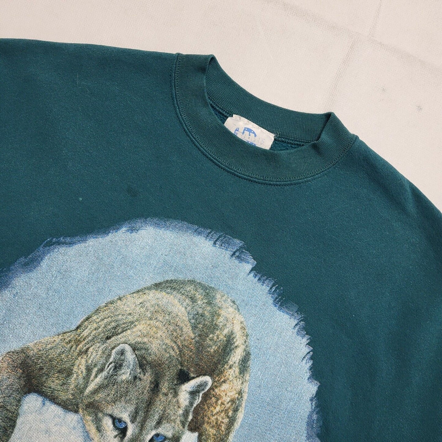 Native Land 90s Green Single Stitch Puma Sweatshirt Uk Women's Size Large