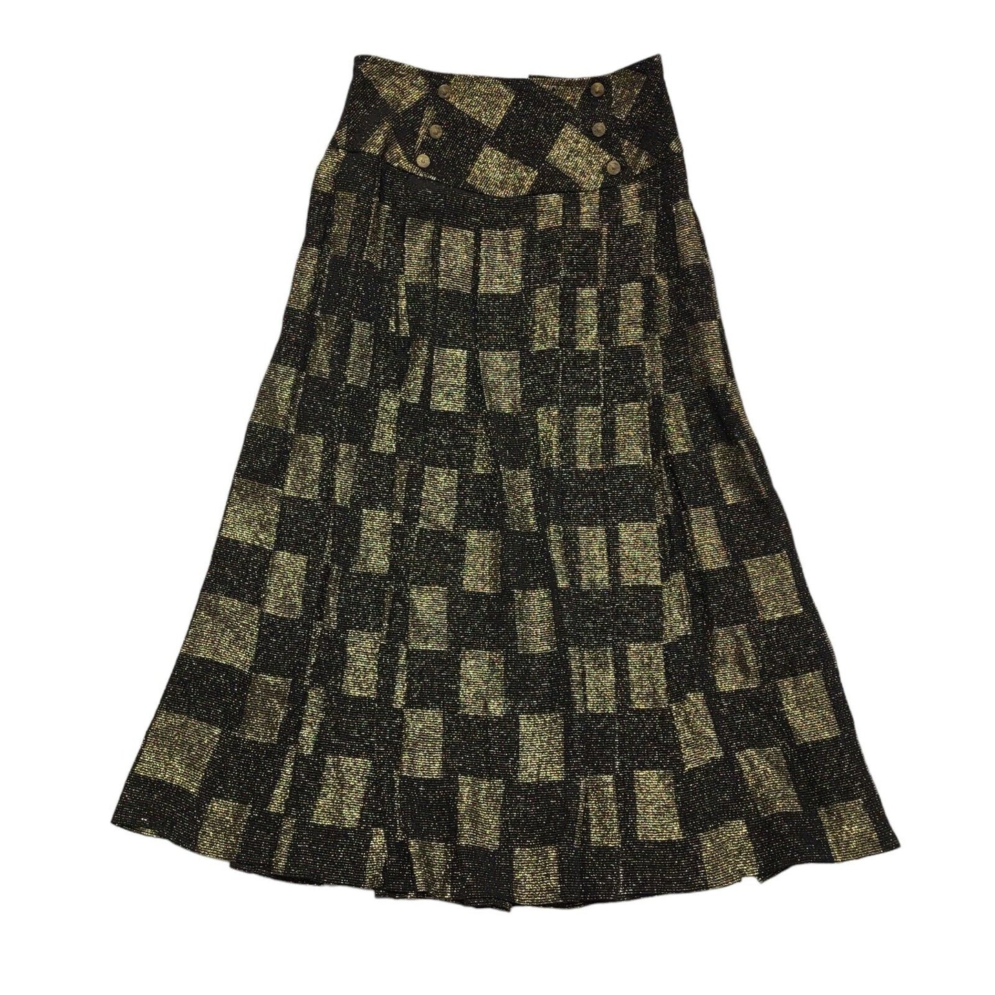 Wallis Vintage 80's Pleated Grey & Black Check Skirt Uk Women's Size 12
