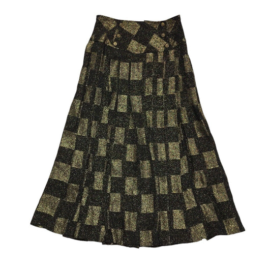 Wallis Vintage 80's Pleated Grey & Black Check Skirt Uk Women's Size 12