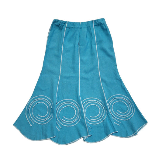 Vintage 90's Light Blue Elasticated Pleated Skirt Uk Women's Size 10 W28