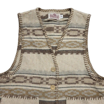 New Frontier 90s Beige Button Wool Blend Waistcoat Uk Women's Size Small