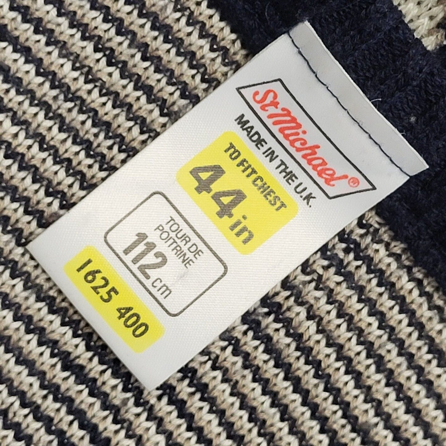 St Michael Vintage 80's Blue & White Round Neck Jumper Mens UK XL