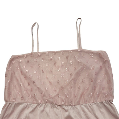 Vintage 70s St Michael Dusty Pink Nightie Nylon Dress Uk Women's Size 14