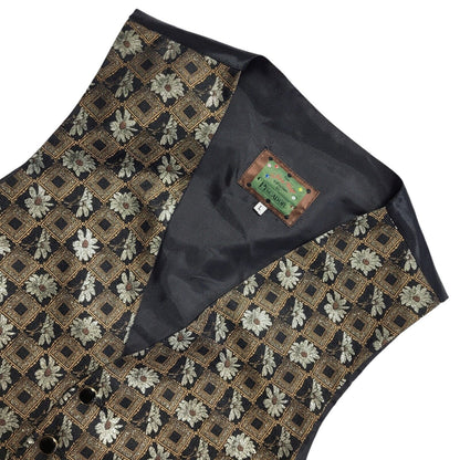 Piscador John Virgo Snooker Vintage 90's Black & Gold Floral Waistcoat Men's L