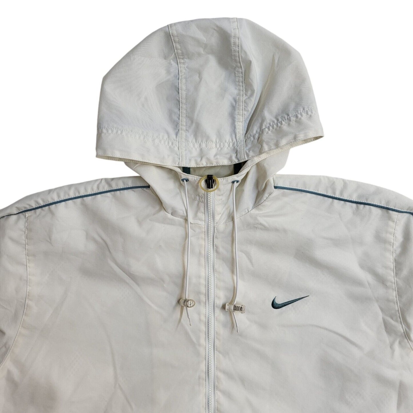 Nike Y2k White Pullover Over-sized Hooded Jacket Uk Women's Size M (8-10)