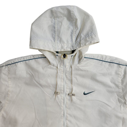 Nike Y2k White Pullover Over-sized Hooded Jacket Uk Women's Size M (8-10)