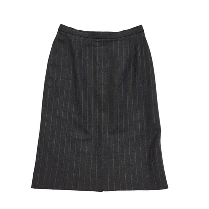 M&S Vintage 90's Grey Striped Pencil Wool Skirt Uk Women's Size 12 W30