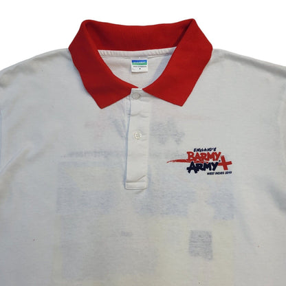 Riverbay 90s Vintage White England Barmy Army Short Sleeve Polo Shirt Men's M