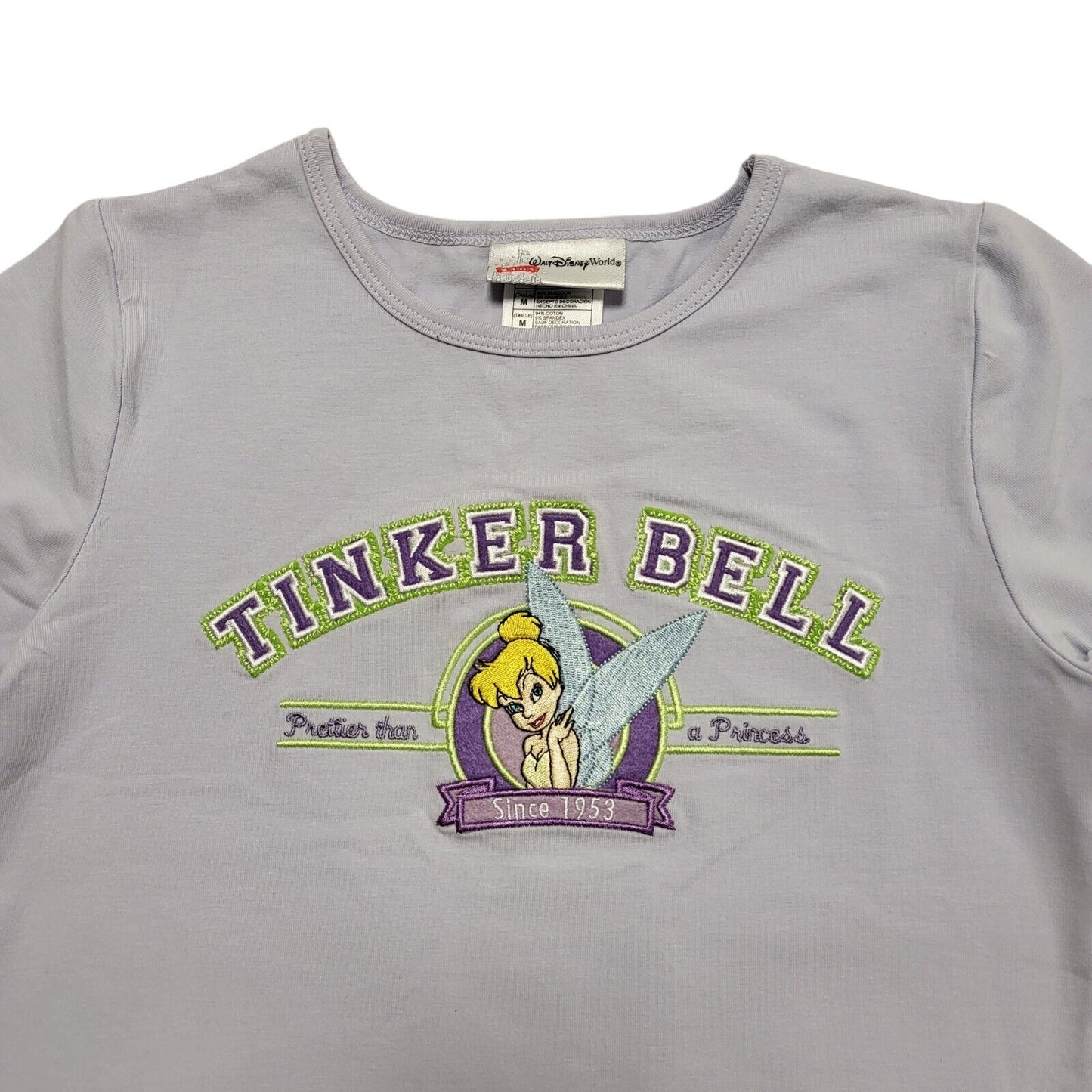 Disney Tinker Bell Light Blue Crew Neck T-Shirt Youth Size M BNWT