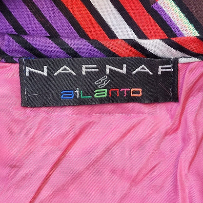 Naf Naf 90s Vintage Multicoloured A-Line Belted Dress Women's Size 10