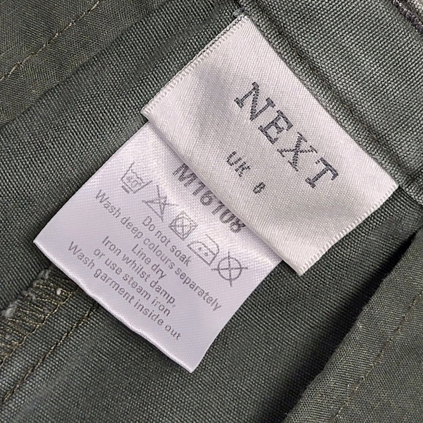 Next Green 90s Vintage Straight Leg Casual Trousers Uk Women's 8 W26 L25