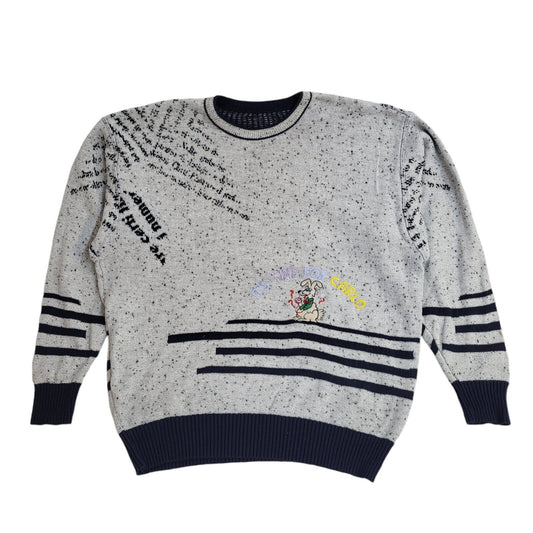 Vintage 90's Grey & Blue Jumper UK Women's Size 16/18