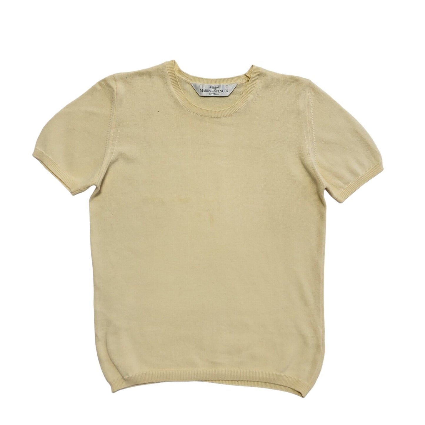 St Michael Vintage 90s Yellow Round Neck T-Shirt Uk Women's Size 8