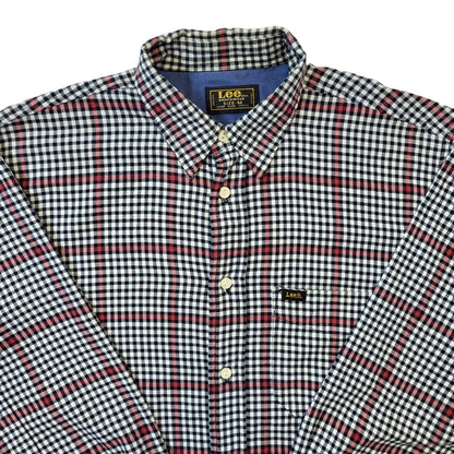 90s Vintage Lee Black White Check Cotton Shirt Men's Size Medium