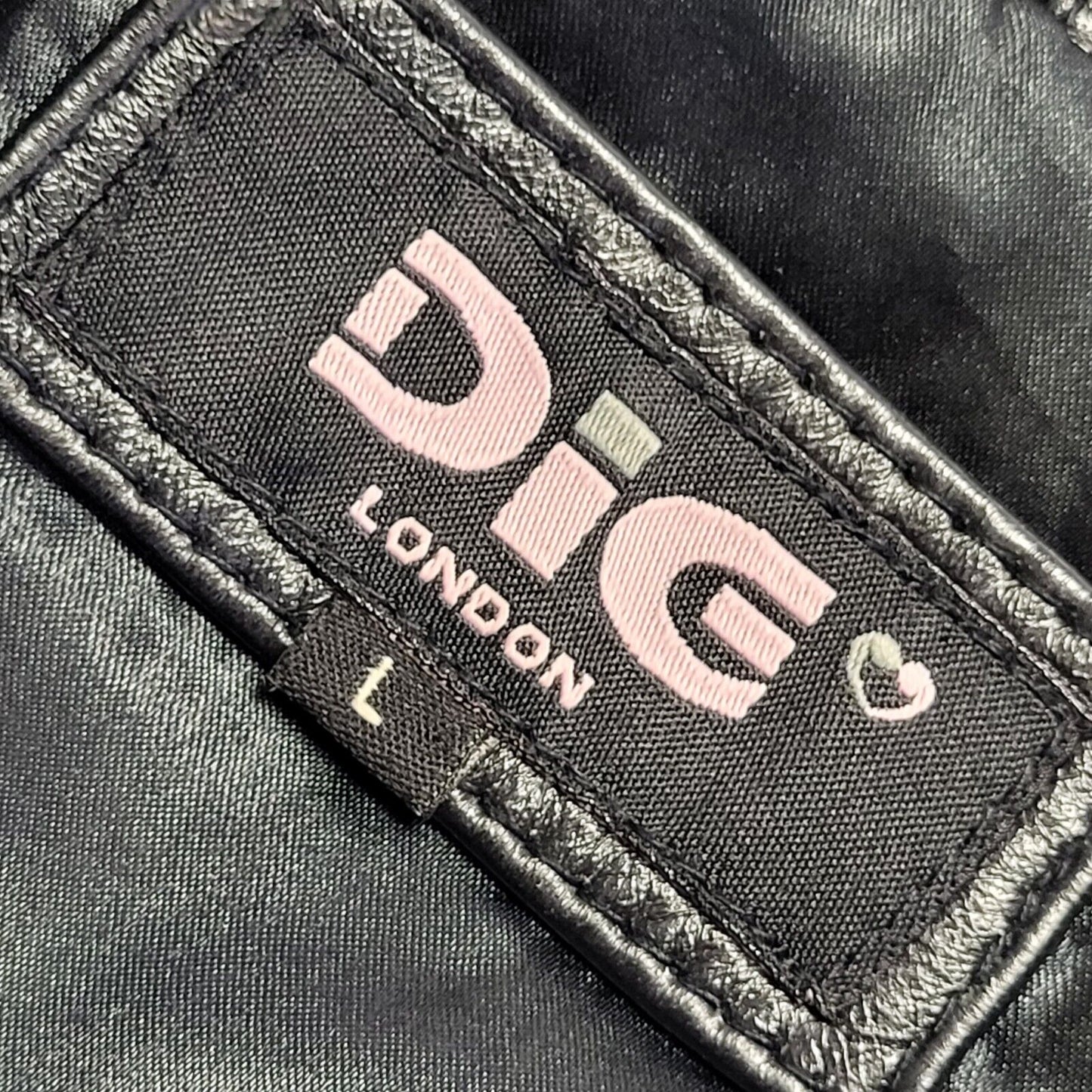 Dig Vintage 90's Long Black Leather Button Up Jacket Women's UK Size L