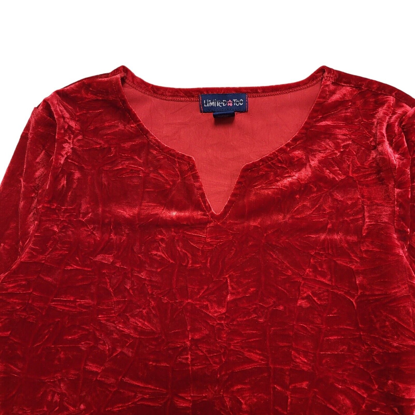 Limited Too Y2K Red Velvet Beaded Party Top Uk Girl's Size L